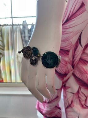 Green Statement Disc Bracelet - Women Jewelry